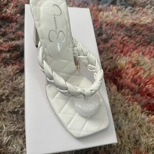 Jessica Simpson White Braided Heels